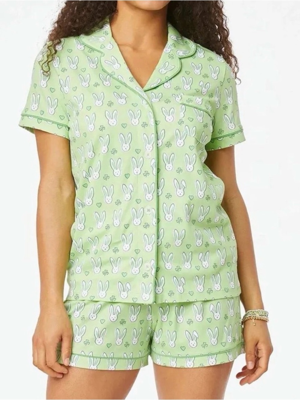 Roller Rabbit Women’s Lucky Bunny Polo Pajama Short Set Sz Medium